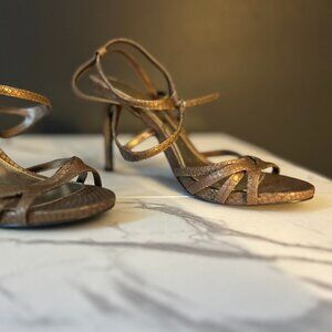 Ralph Lauren strappy crocodile style heels with new shoe taps
